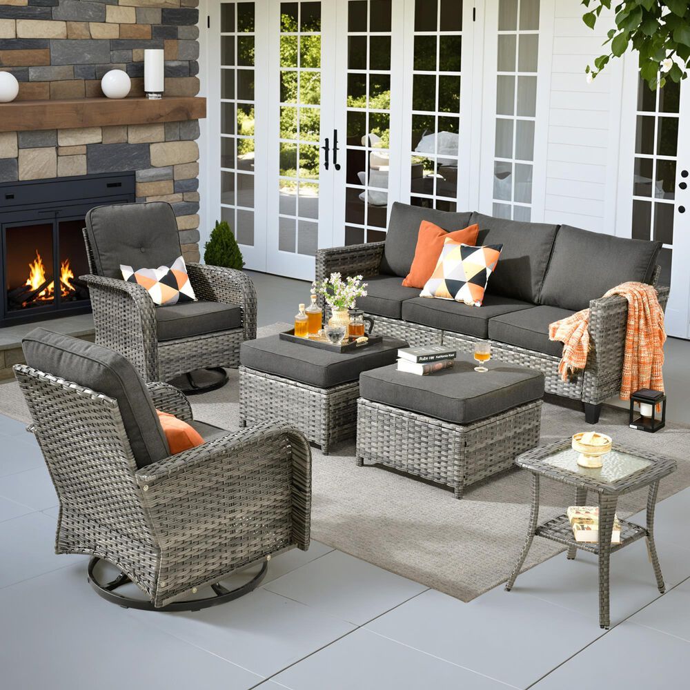 HOMLUX 6-Piece Patio Conversation Set in Black, , large