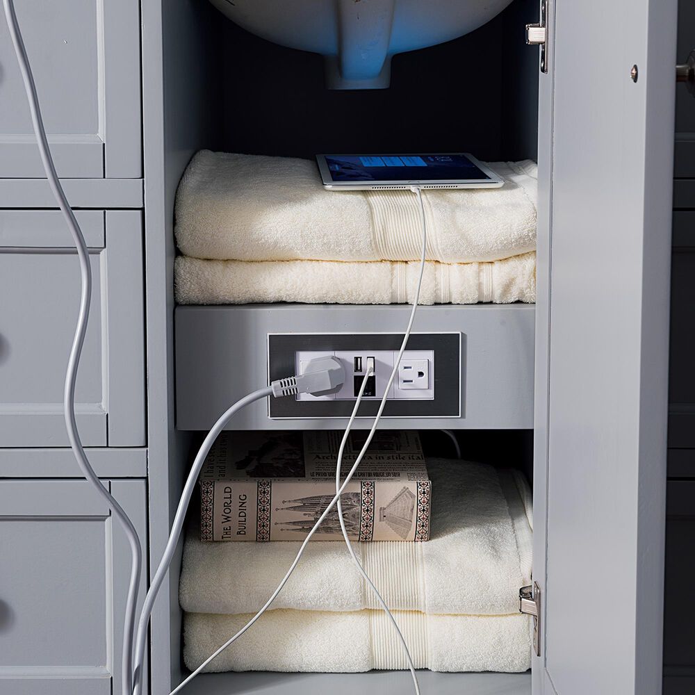 James Martin Vanities Copper Cove Encore 48" Single Bathroom Vanity in Silver Gray with 3 cm White Zeus Quartz Top and Rectangular Sink, , large