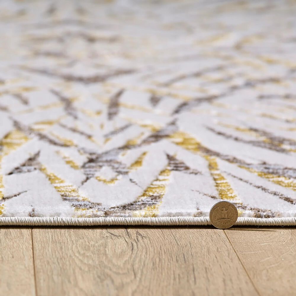 Kas Oriental Rugs Luna Illusions 5&#39;3&quot; x 7&#39;7&quot; Ivory and Gold Area Rug, , large