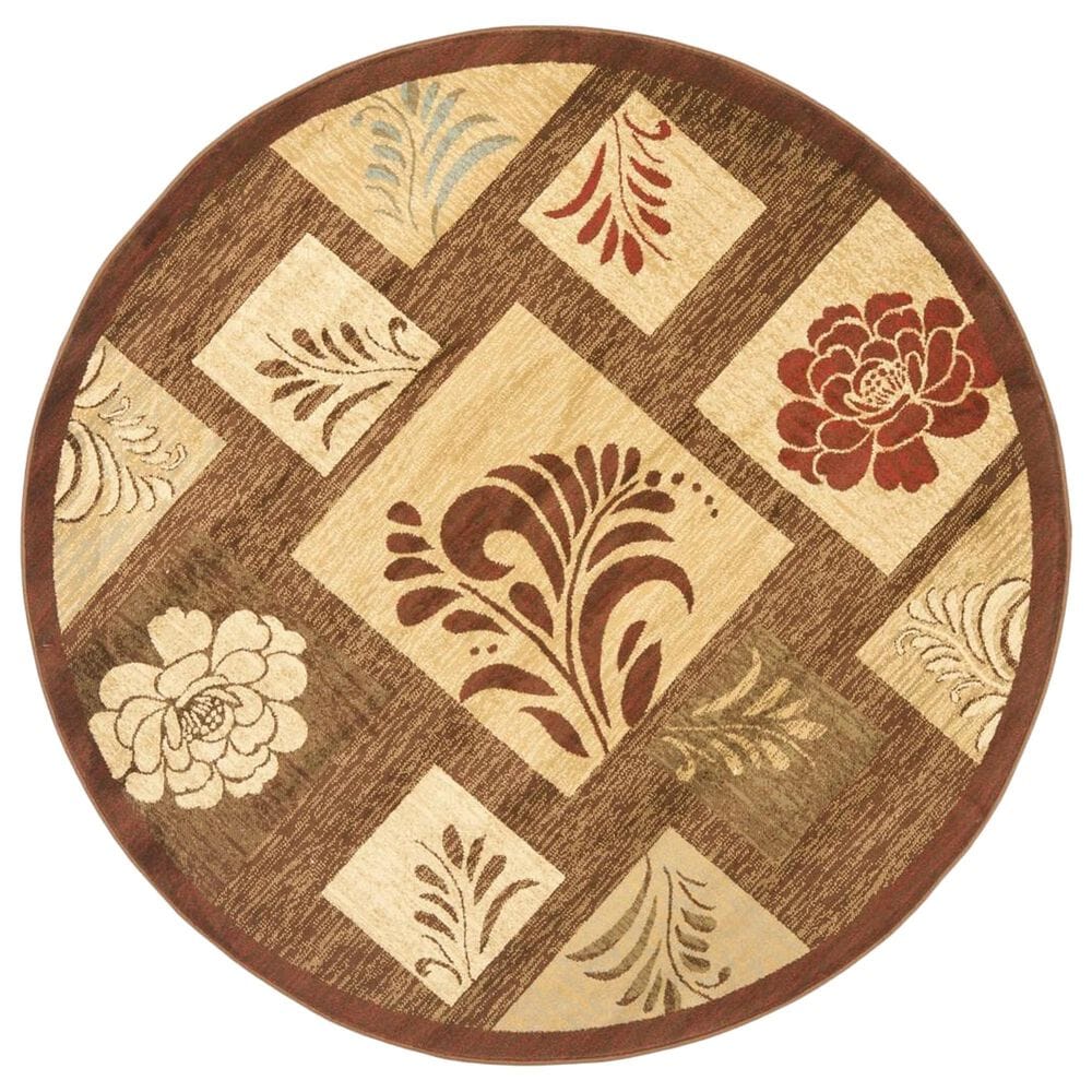 Safavieh Lyndhurst LNH554 5"3" Round Brown and Multicolor Area Rug, , large