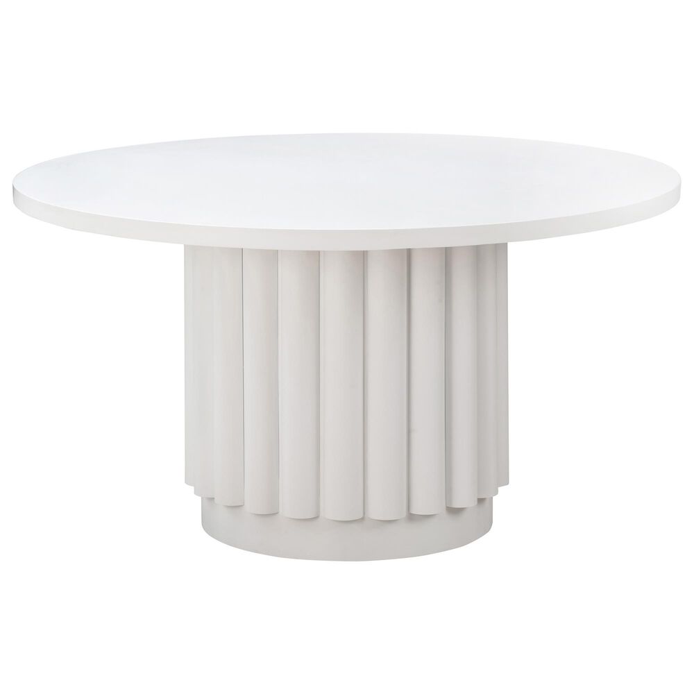 Tov Furniture Kali Dining Table in Matte White and Silver - Table Only, , large