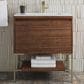 James Martin Vanities Mantova 31.5" Single Vanity in Mid-Century Walnut and Champagne Brass with 3 cm Glossy White Composite Stone Top and Rectangular Sink, , large