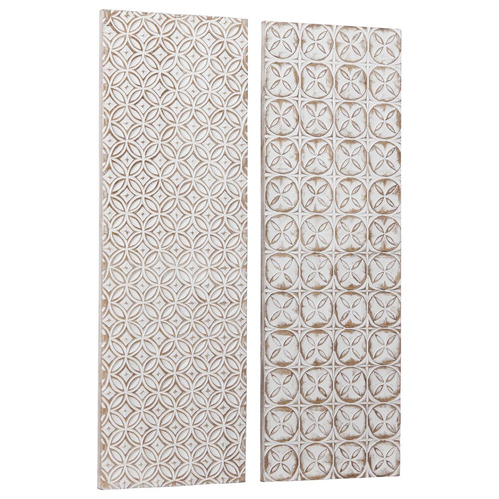 Maple and Jade Abstract Wall Decor in White and Beige (Set of 2), , large