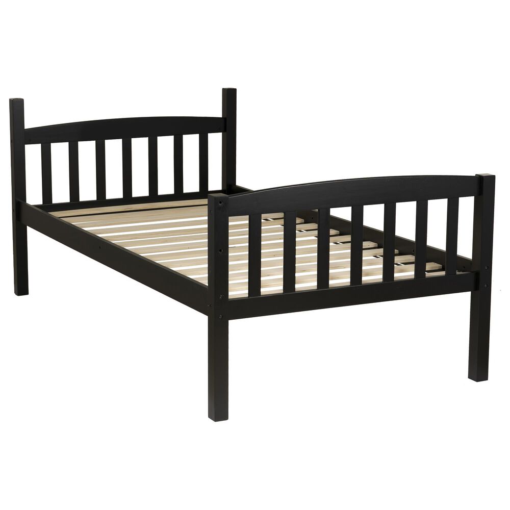 Linon Home Decor Perryton Twin Over Twin Bunk Bed in Sleek Black, , large