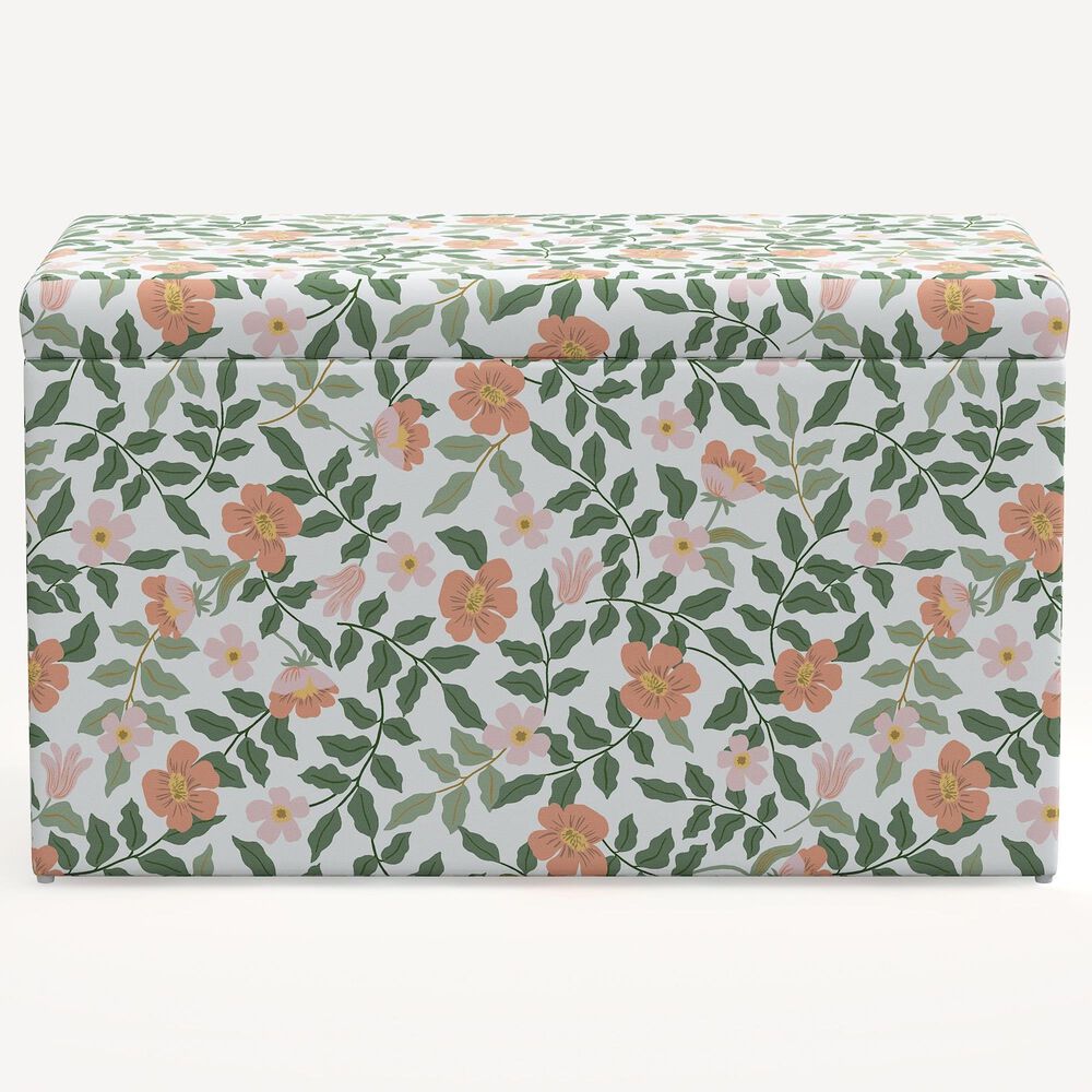 Rifle Paper Co Crafted by Cloth &amp; Company Willie Storage Bench in Primrose Blush/Cream, , large