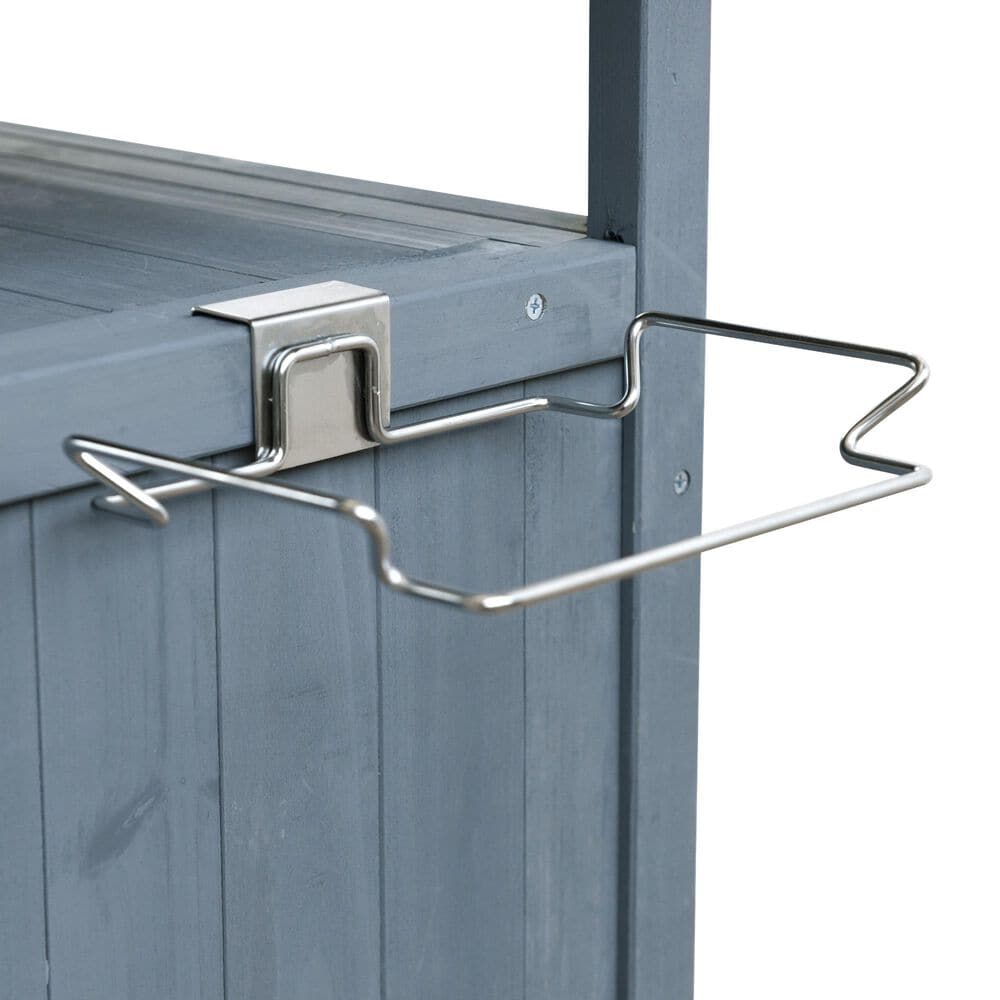 HOMLUX 40.5" Outdoor Kitchen Island with One Drawer in Blue Grey and Stainless Steel, , large