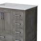 Lexora Home Jacques 36" Left Offset Single Bathroom Vanity in Distressed Grey with 2 cm White Quartz Top and Rectangular Sink, , large
