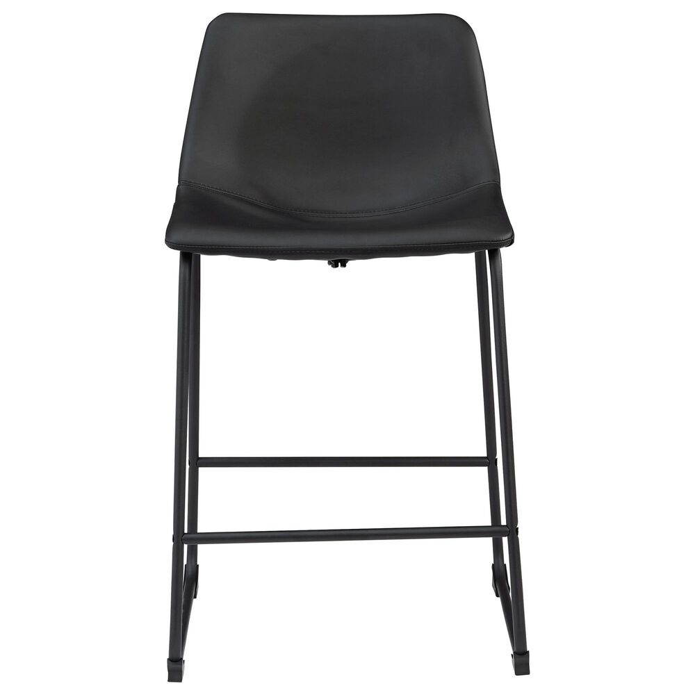 Ashley Centiar 24&quot; Upholstered Counter Stool in Black Faux Leather, , large