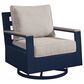 Ashley East Beach Patio Swivel Glider Chair with Cushion in Navy Blue and Driftwood, , large