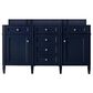 James Martin Brittany 60" Double Bathroom Vanity in Victory Blue with Single Hole 3 cm White Zeus Quartz Top and Rectangular Sinks, , large