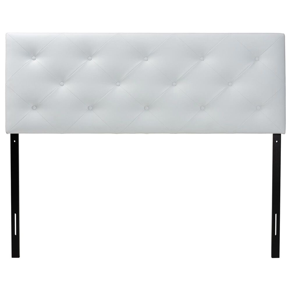 Baxton Studio Baltimore King Upholstered Panel Headboard in White, , large