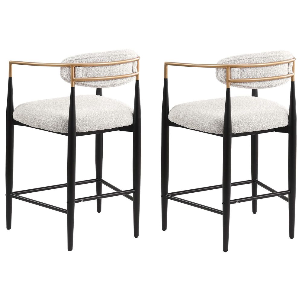 Morden Fort 26" Counter Stool with White Cushion in Black and Gold (Set of 2), , large