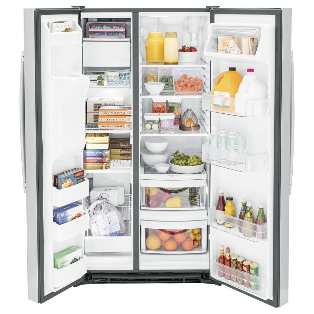 GE Appliances 25.3 Cu. Ft. Side by Side Refrigerator with External Dispenser in Fingerprint Resistant Stainless Steel, , large