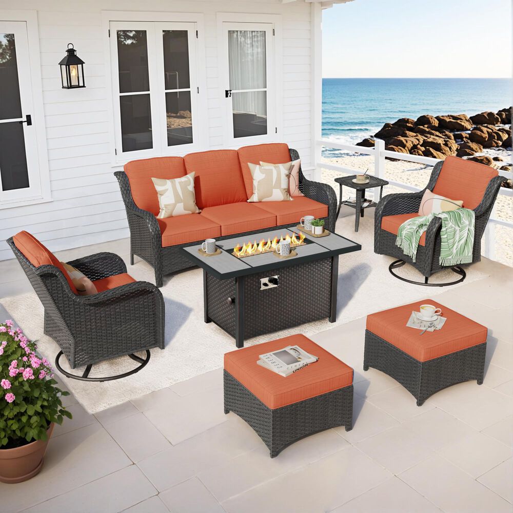 HOMLUX 7-Piece Patio Set in Orange, , large