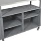 Hearth and Haven Outdoor Kitchen Island Cart with Adjustable Shelves and Stainless Steel Top in Gray, , large