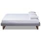 Baxton Studio Liliya Queen Platform Bed Frame with Light Grey Upholstered in Walnut Brown, , large