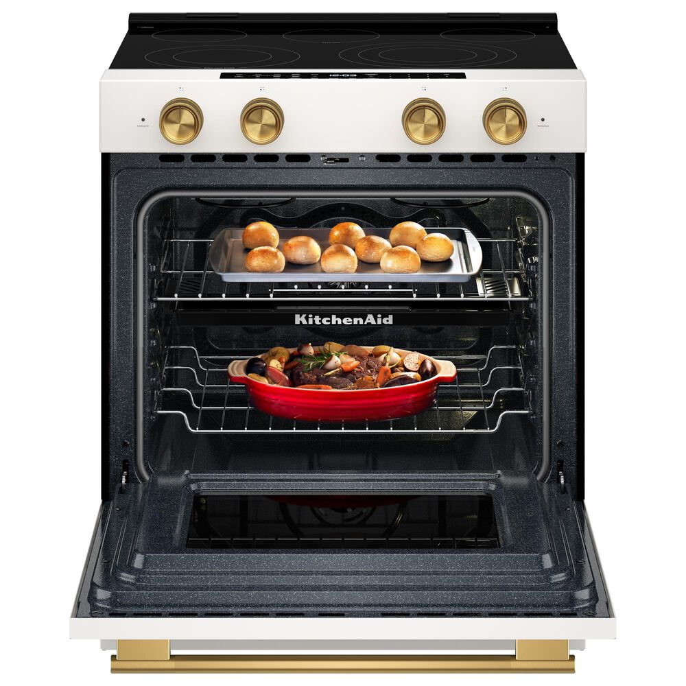 KitchenAid 5.3 Cu. Ft. Smart Slide-in Electric Range in Porcelain White, , large