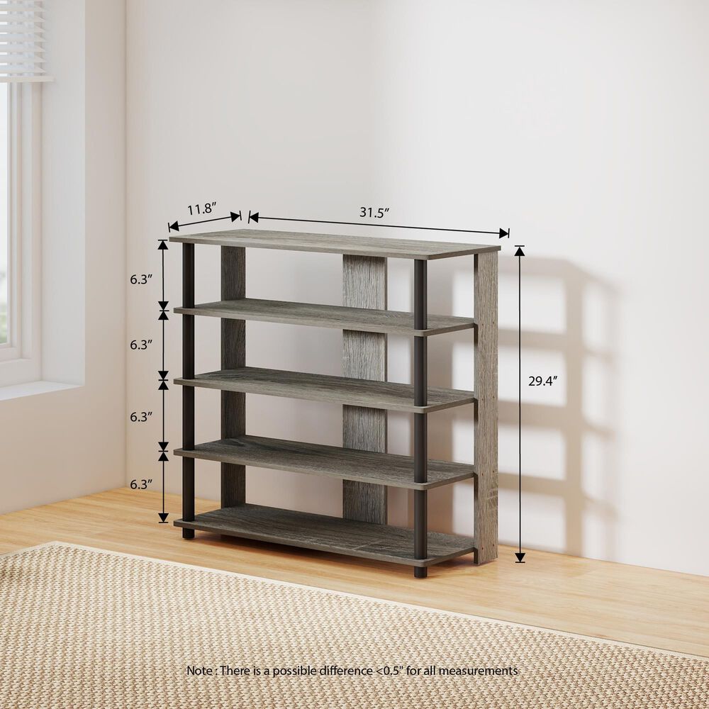 HOMLUX 5-Tier Shoe Rack in French Oak and Black, , large