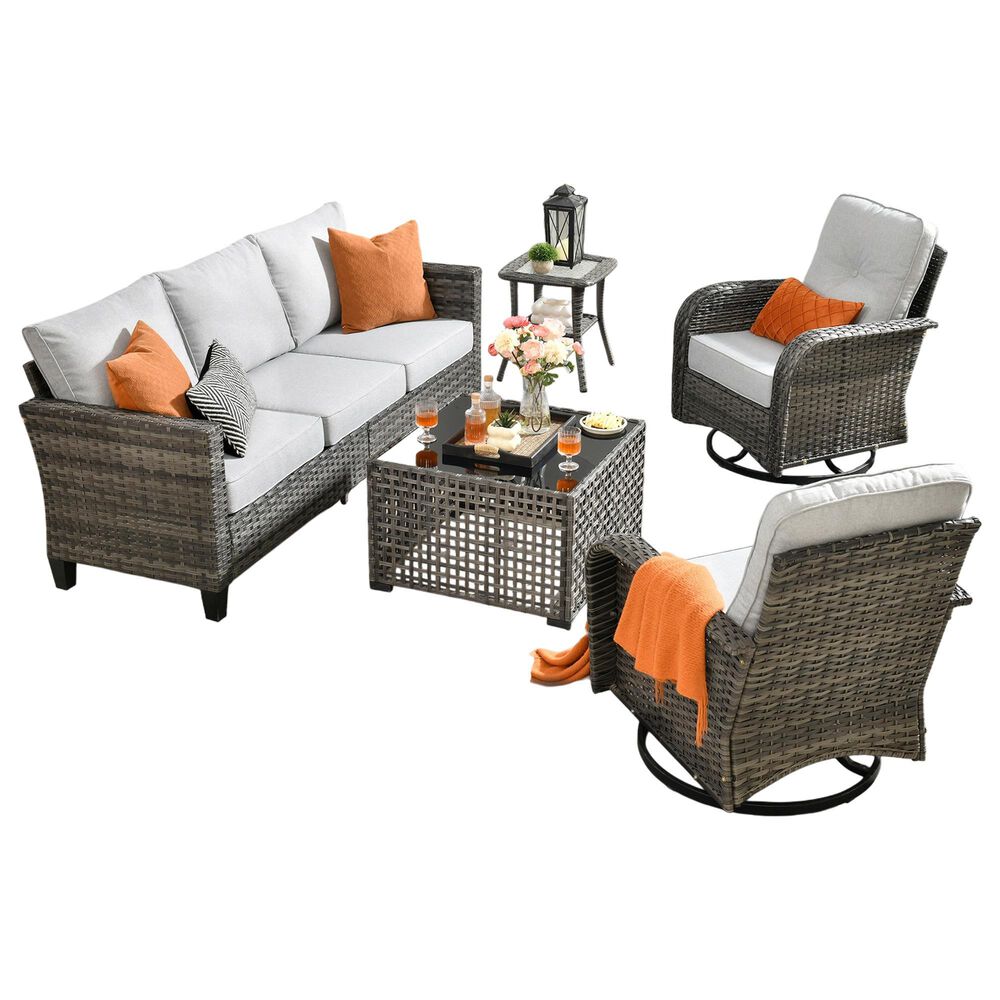 HOMLUX 5-Piece Outdoor Conversation Set in Light Gray, , large