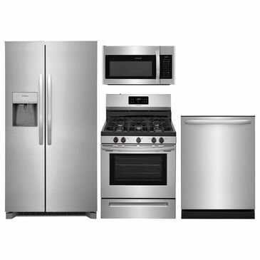 Frigidaire 4-Piece Kitchen Package with 36" Side by Side Refrigerator and Electric Range in Stainless Steel, , large
