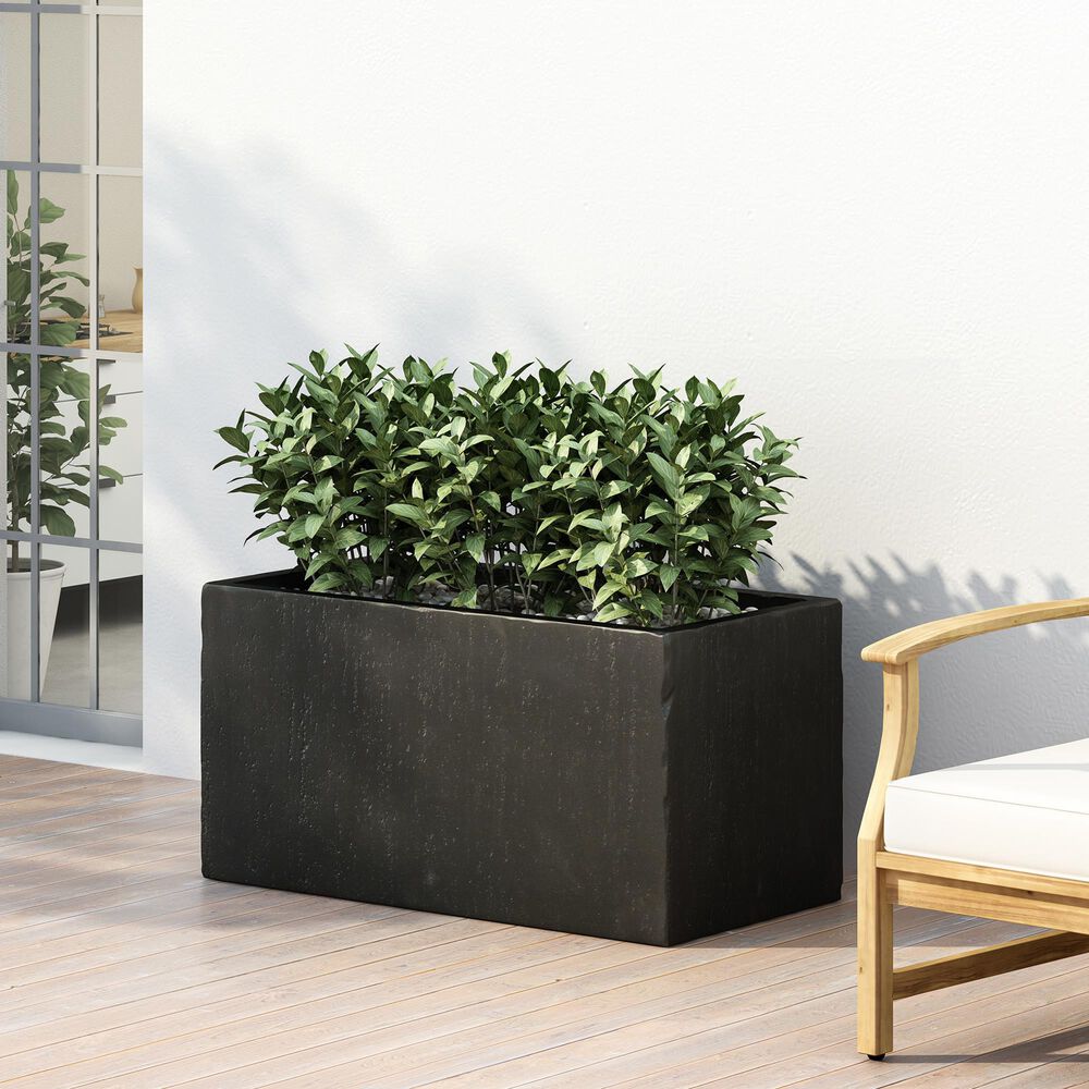 Hearth and Haven Outdoor Rectangular Planter Box in Black, , large