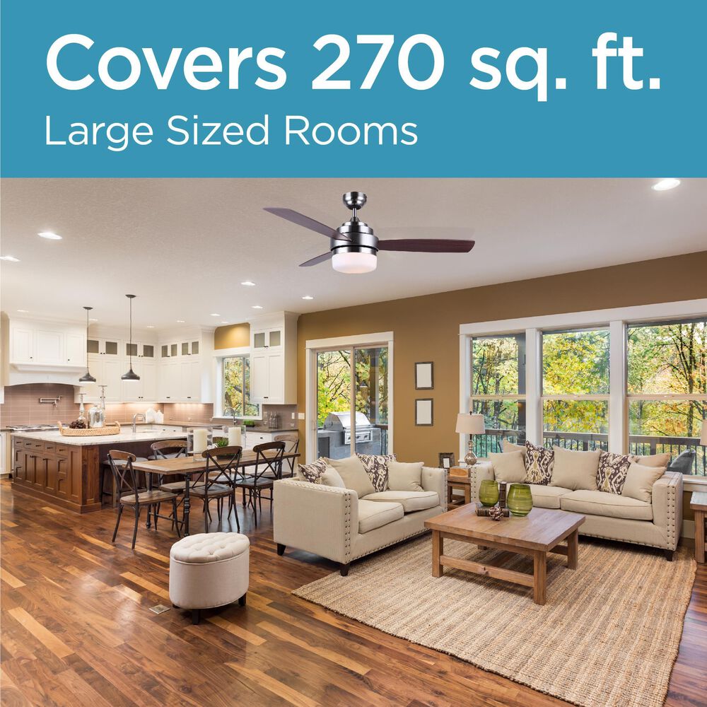 Black+Decker 52&quot; 3-Blade Standard Ceiling Fan with Light and Remote Control in Brushed Nickle and Mahogany, , large