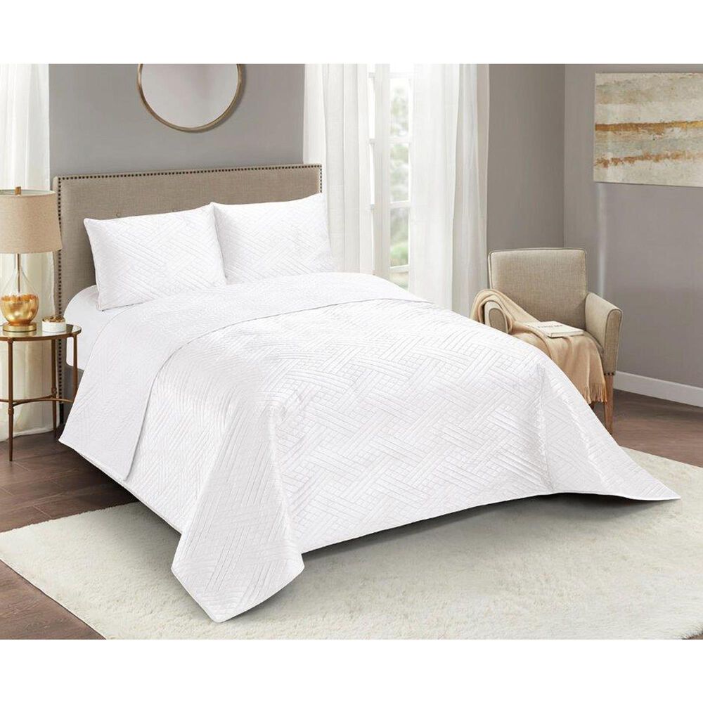 Duke Imports Virah Bella Micromink 3-Piece King Quilt Set in Diamond White Weave, , large