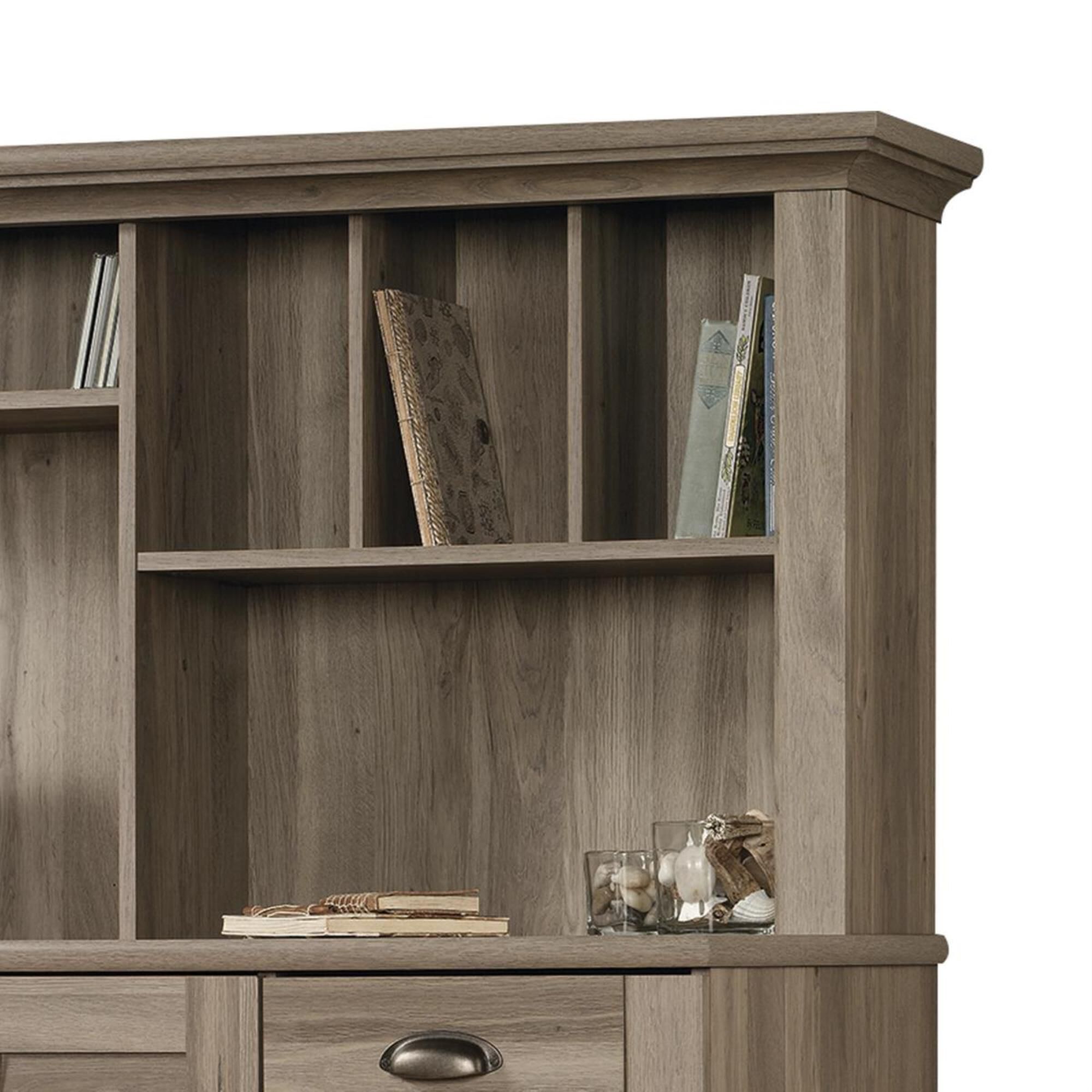 Sauder Harbor View Computer Desk with Hutch in Salt Oak