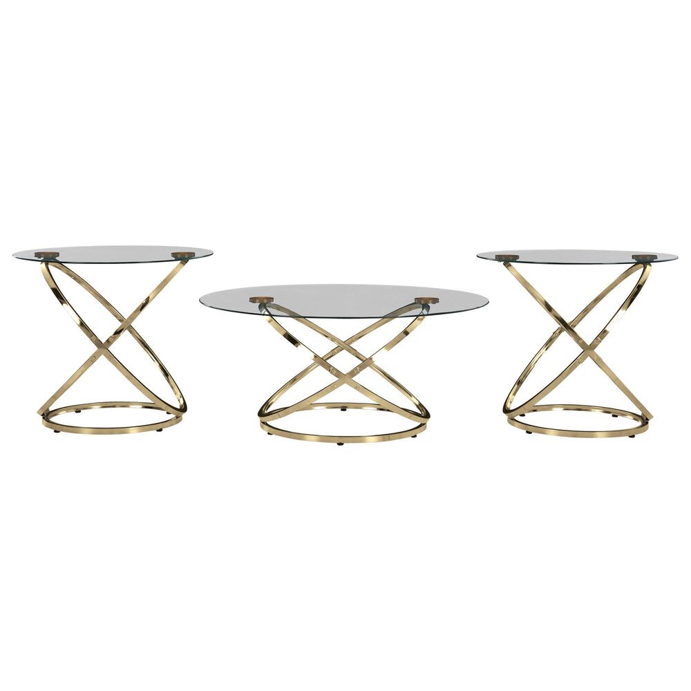 Ashley Crimonti 3-Piece Occasional Table Set in Champagne and Clear, , large