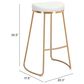 Zuo Modern Bree Barstool in White and Gold (Set of 2), , large
