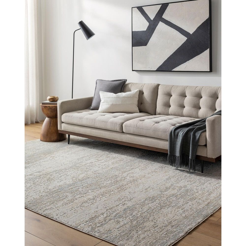 Surya Masterpiece Medium Gray, Light Gray, Cream and Ice Blue 6'7" x 9'6" Area Rug, , large
