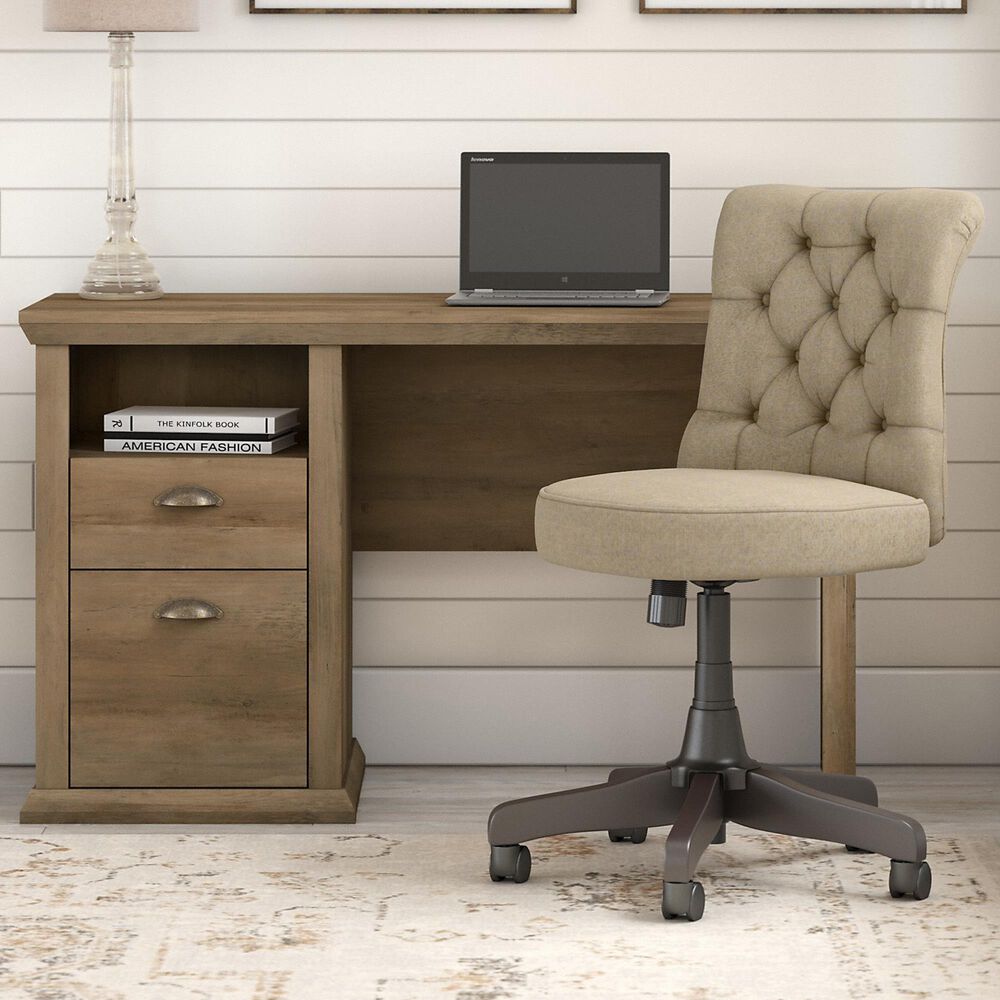 Bush Yorktown 2Piece Office Desk Set in Reclaimed Pine Wood Nebraska
