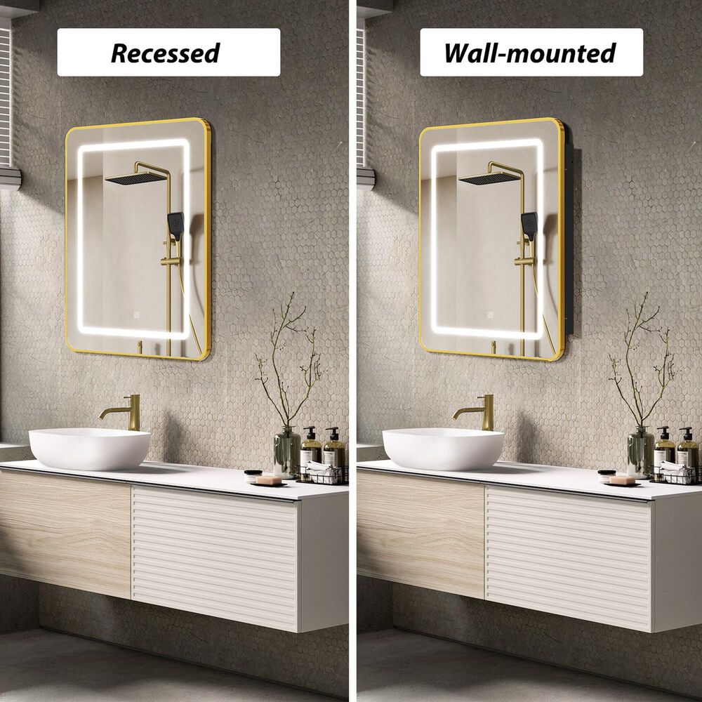 HOMLUX 24" x 30" Bathroom Medicine Cabinet with Mirror in Gold, , large