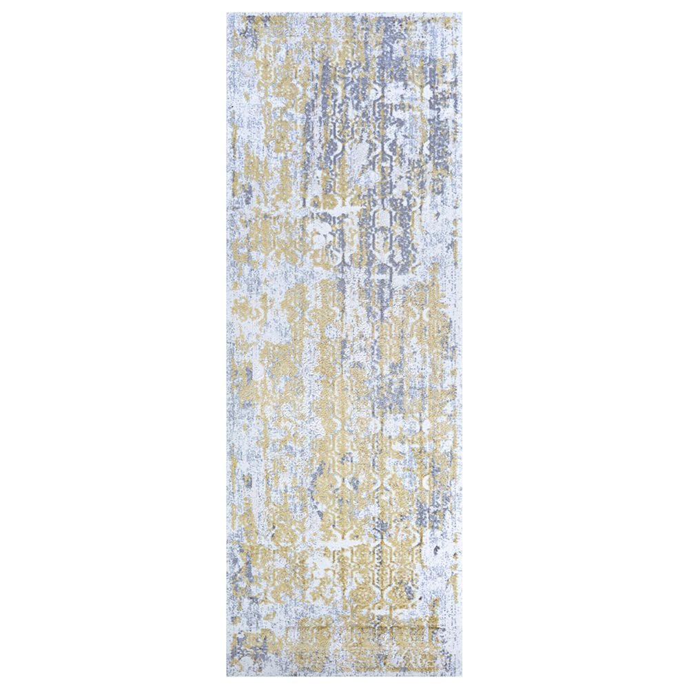 Couristan Calinda Grand Damask 2"3" x 7"6" Gold, Silver and Ivory Runner, , large