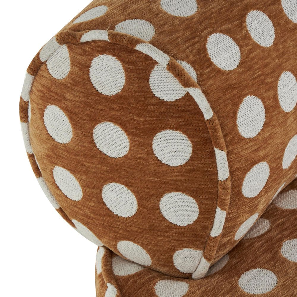 Maple and Jade Round Swivel Chair in Brown and White, , large
