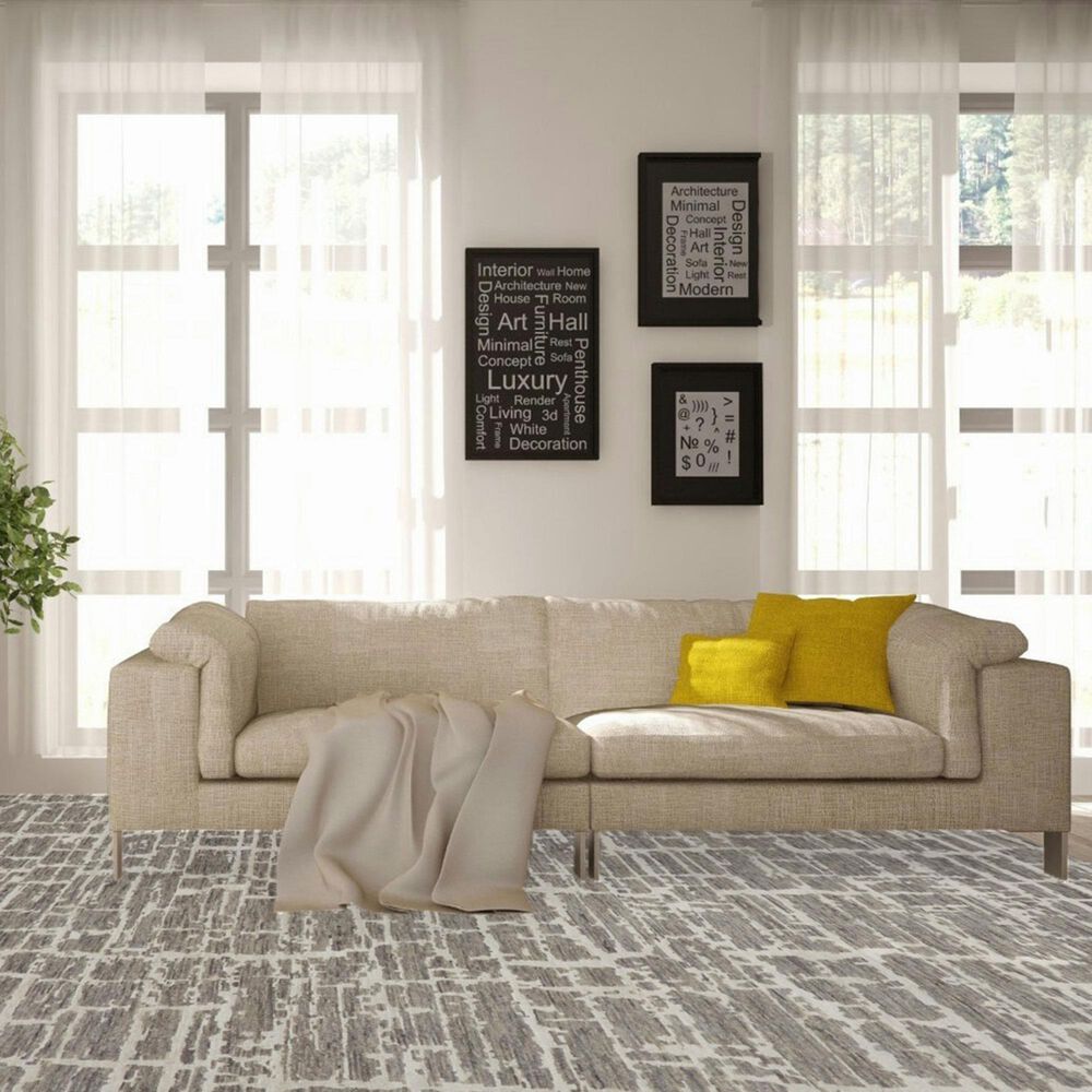 Nourison Luna 8&#39;6&quot; x 11&#39;6&quot; Grey and Silver Area Rug, , large