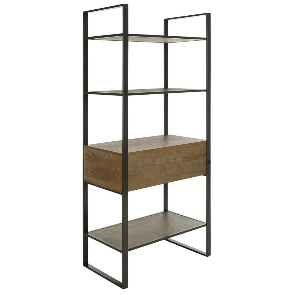 Safavieh Skylar 4-Tier 1-Drawer Etagere in Gun Metal/Rustic Oak, , large