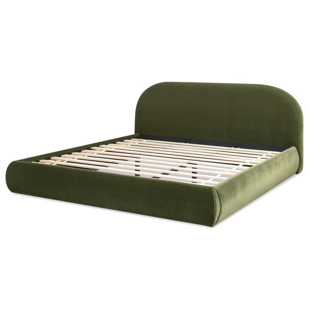 Jennifer Taylor Home Archie Puffy Grounded King Upholstered Platform Bed in Olive Green, , large