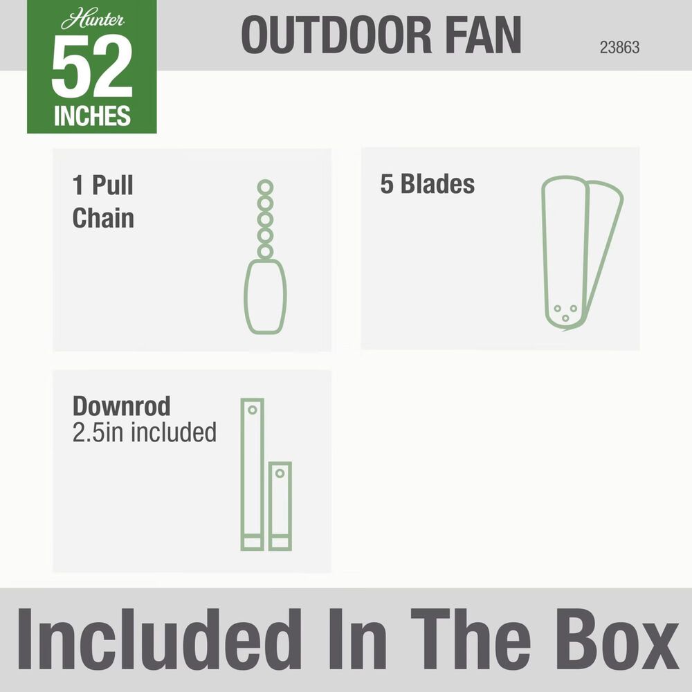 Hunter Original 52&quot; Outdoor Ceiling Fan with Teak Blades in Matte Black, , large