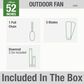 Hunter Original 52" Outdoor Ceiling Fan with Teak Blades in Matte Black, , large