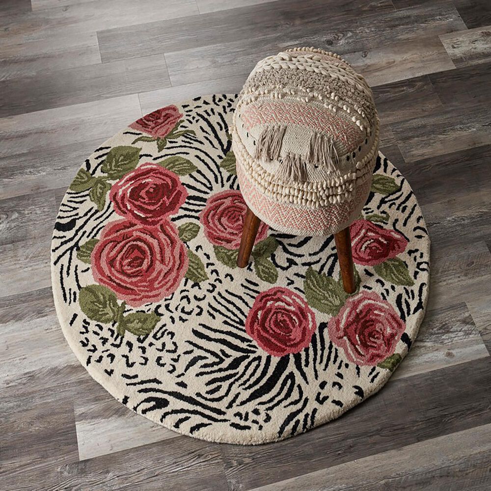 L&amp;R Resources Sinuous Rose Garden 4&#39; Round Multicolor Area Rug, , large