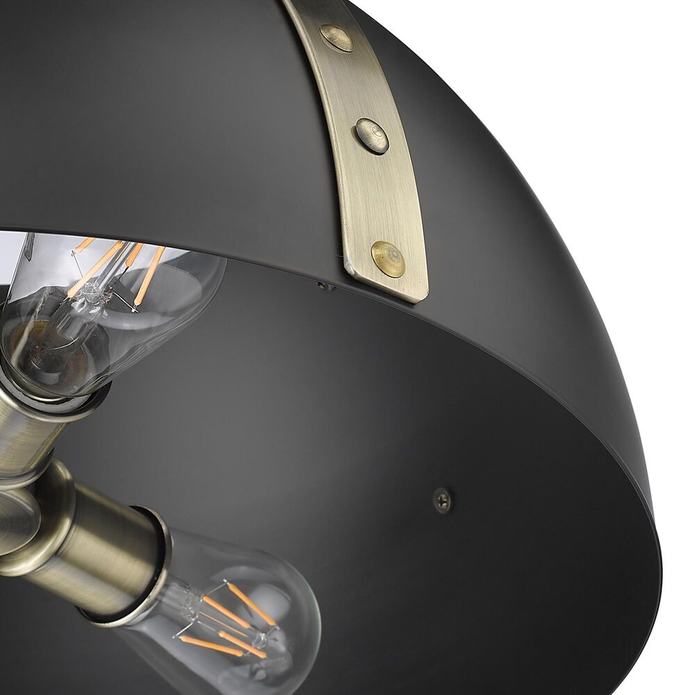 Golden Lighting Aldrich 3-Light Pendant with Matte Black Shade in Aged Brass, , large