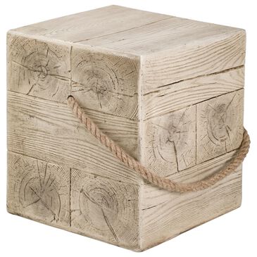 Hearth and Haven Outdoor Square Side Table with Simulated Braided Cord in Wood Brown, , large