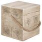 Hearth and Haven Outdoor Square Side Table with Simulated Braided Cord in Wood Brown, , large