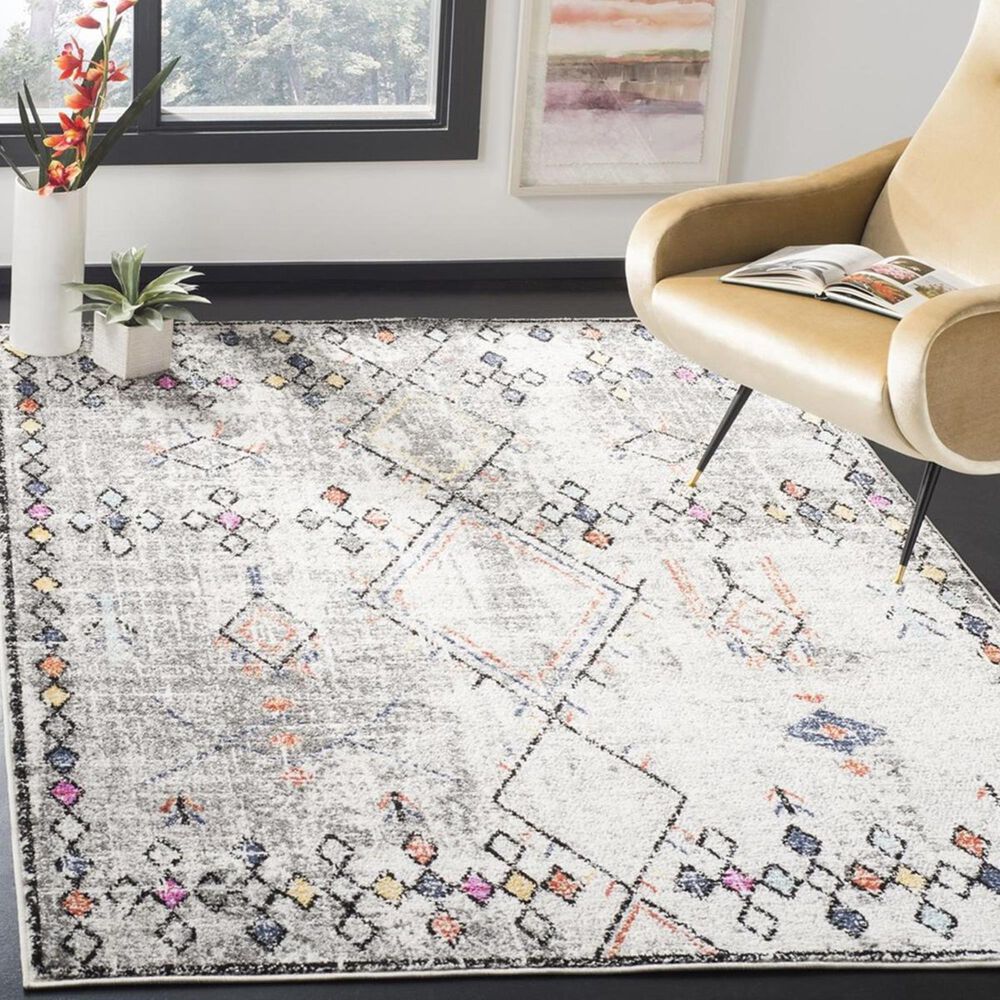 Safavieh Adirondack ADR210F 5&#39;1&quot; x 7&#39;6&quot; Light Grey and Fuchsia Area Rug, , large