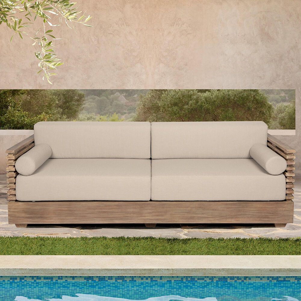 Armen Living Vivid Patio Sofa in Taupe, , large