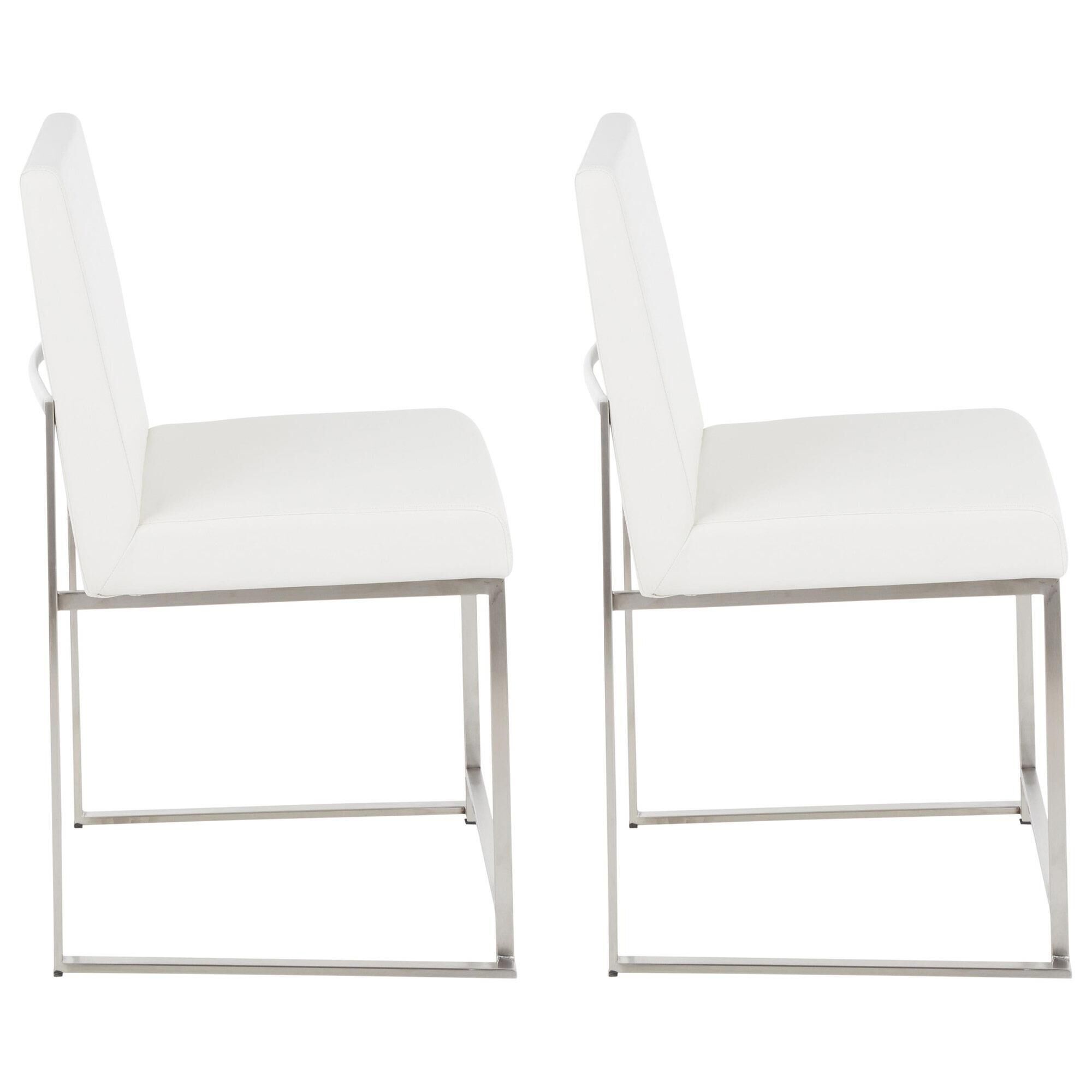 LumiSource Fuji Side Chair with White Faux Leather Cushion in