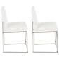Lumisource Fuji Side Chair with White Faux Leather Cushion in Brushed Stainless Steel (Set of 2), , large
