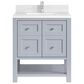 James Martin Vanities Breckenridge 30" Single Bathroom Vanity in Serenity Blue with Single Hole 3 cm White Zeus Quartz Top and Rectangular Sink, , large