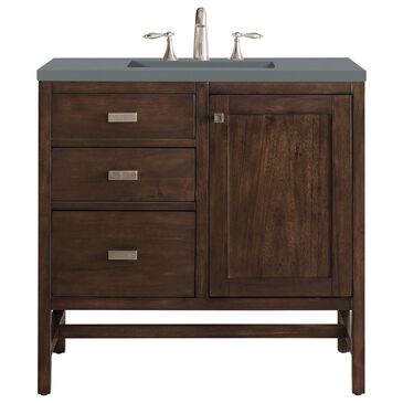 James Martin Addison 36" Single Bathroom Vanity in Mid Century Acacia with 3 cm Cala Blue Quartz Top and Rectangular Sink, , large